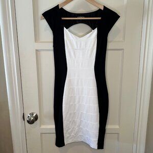 Express Black and White Color Block Body Con Mini Dress - Size 4